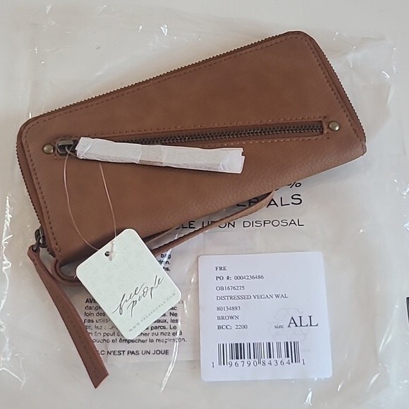 Free People Brown Distressed Vegan Clutch Wallet - Picture 2 of 6